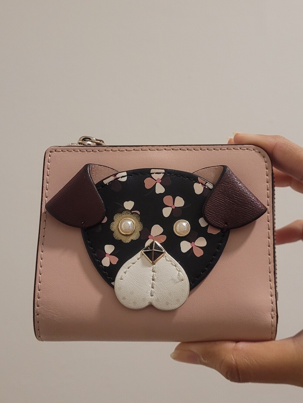 Floral jewelled puppy wallet